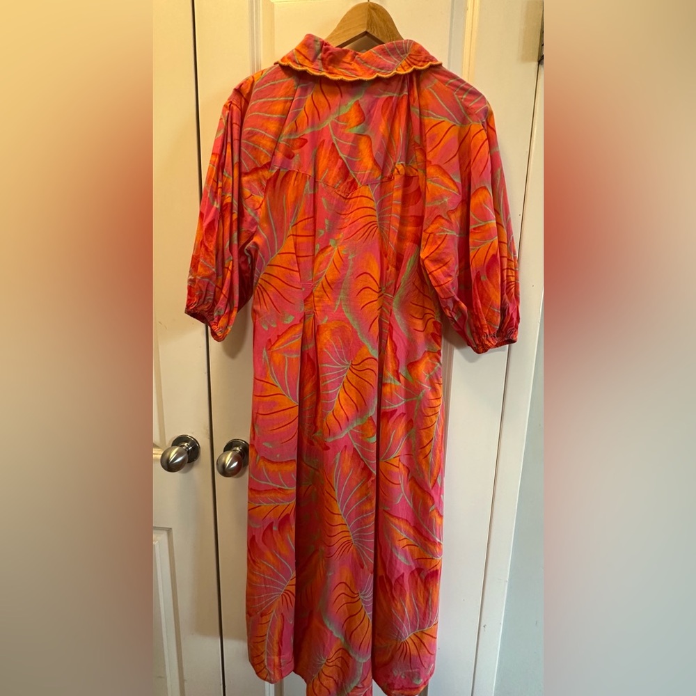 FARM Rio Coral Orange Floral Midi Dress - Picture 5 of 11